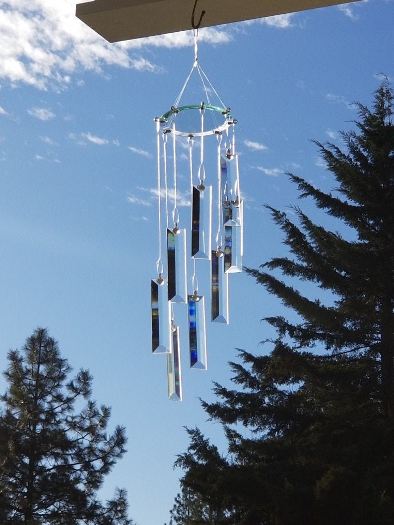 Beveled Glass Wind Chime Elegant Outdoor Garden Hanging Decoration