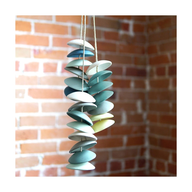 Blue-green ceramic wind chimes, colorful wind chimes