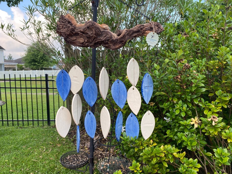 Memorial Wind Chime Driftwood Leaves Pottery Garden Outdoor Decoration