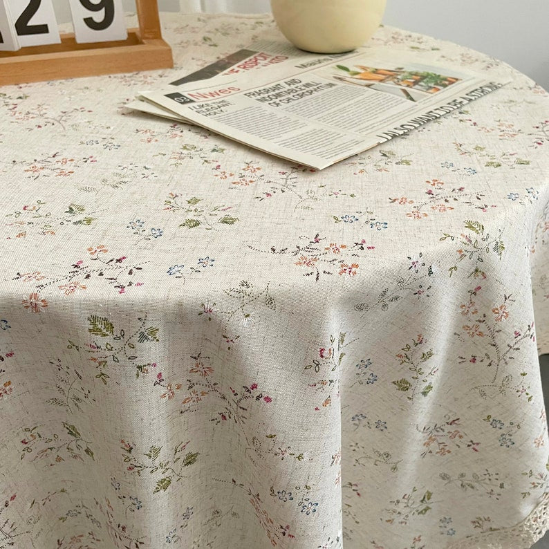 Cotton Linen Tablecloth Rectangle Oval Round Wedding Dining Decor