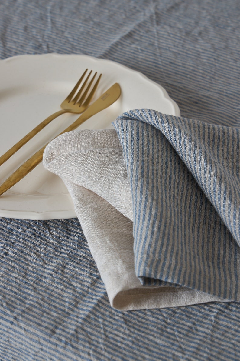 White and Natural Checked Linen Tablecloth Rectangle Square Dining Decor