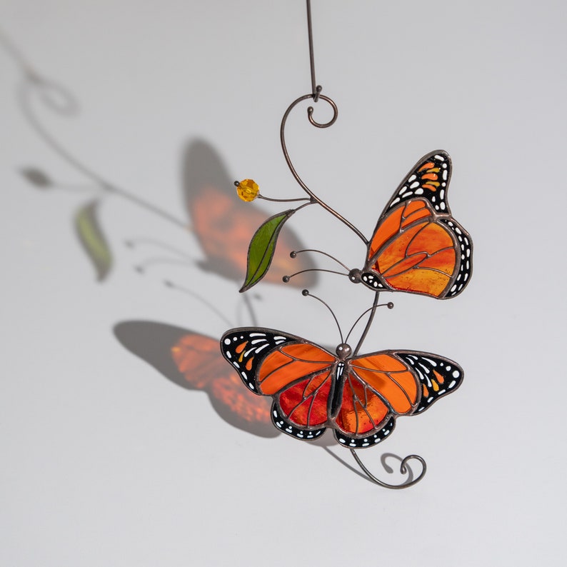 Butterfly Stained Glass Suncatcher Monarch Window Hanging Decoration