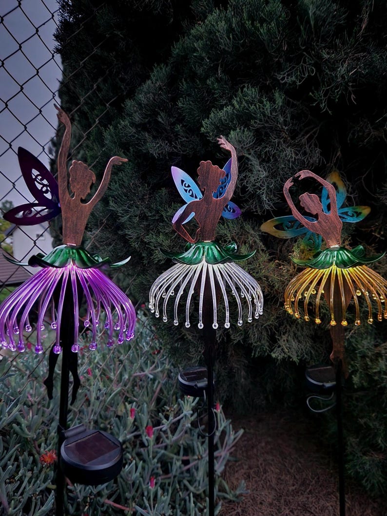 Ballet Fairy Garden Stake Home Decor, Silhouette Metal Art for Outdoor, Garden Gift Yard Decoration, CHOOSE Color