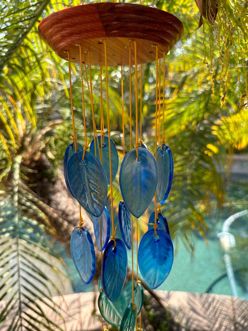 Coastal Glass Leaves Wind Chime Beach Sea Outdoor Decor