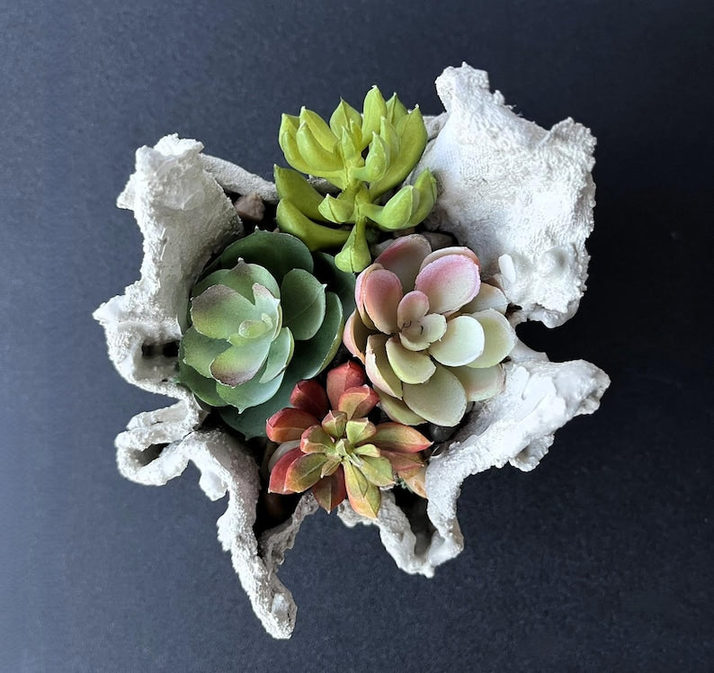 Unique Handmade Concrete Crinkle Planter: Modern Succulent Pot