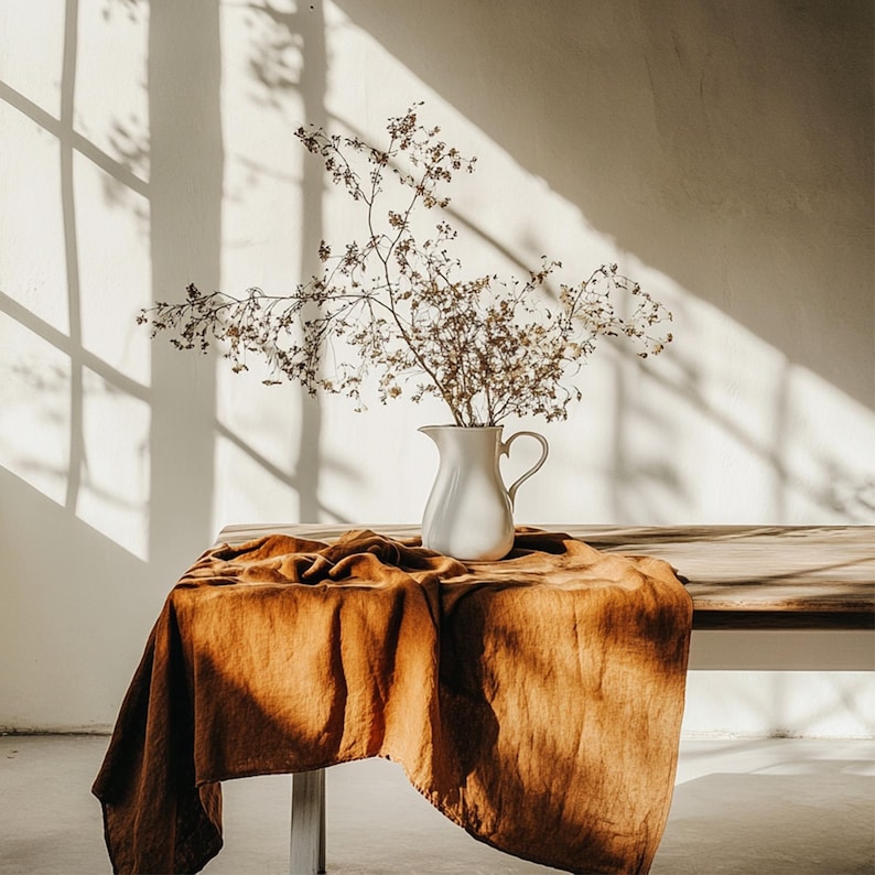 European Natural Linen Tablecloth, Stone Washed Table Cover, Custom Size Table Linen, Large Width, Extra Large, Farmhouse Rustic Style