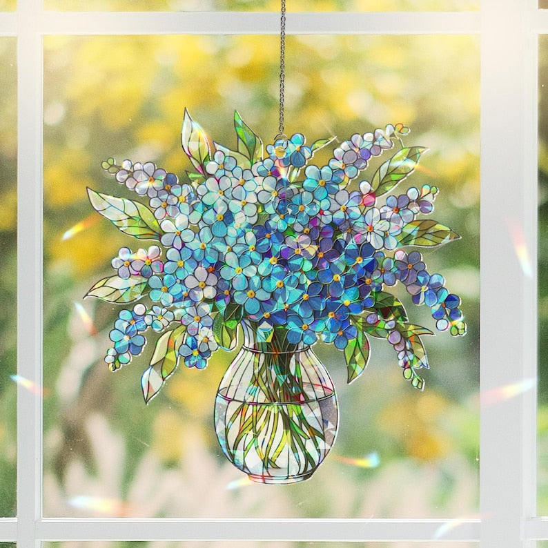 Forget-Me-Not Bouquet Acrylic Suncatcher Hologram Window Hanging
