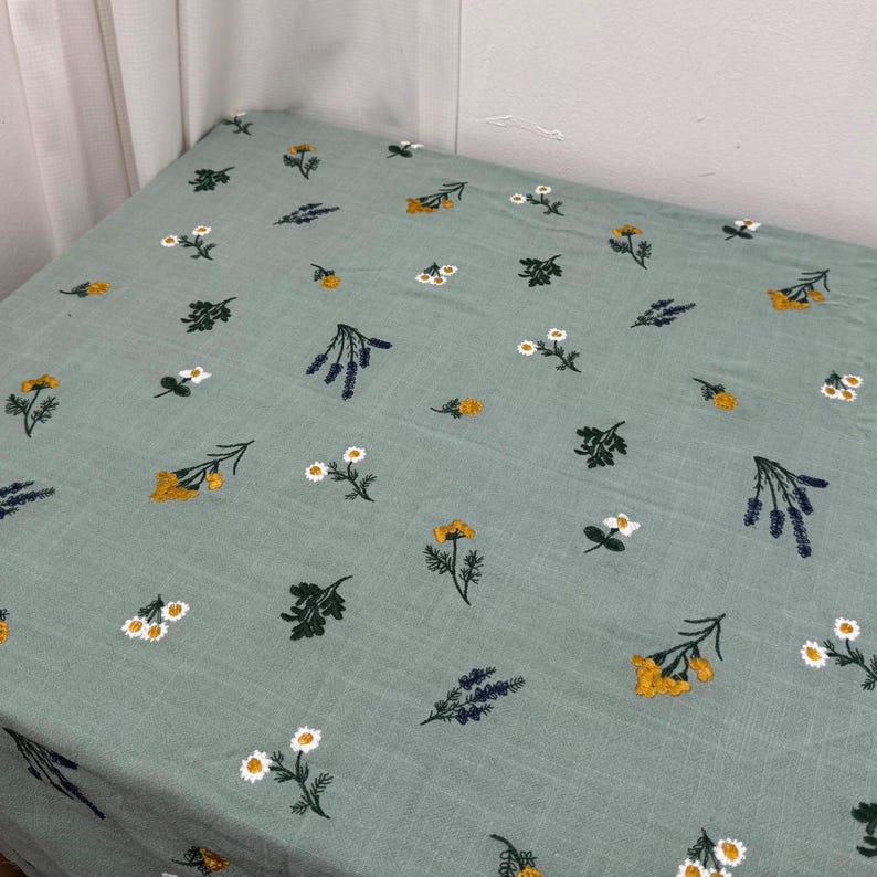 Cotton Linen Tablecloth Embroidery Floral Rectangle Oval White Beige Cyan