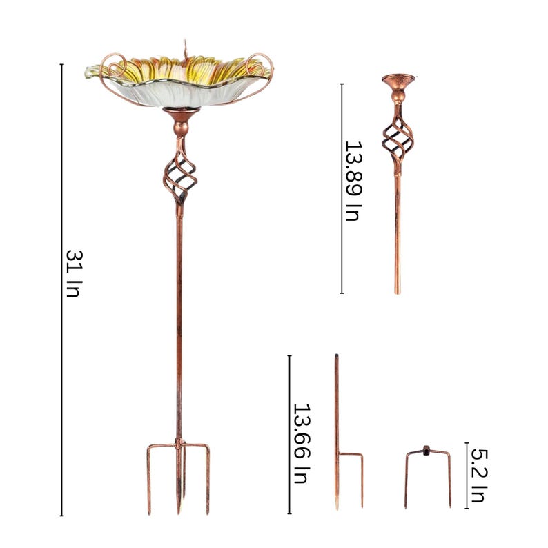Vintage Green Bird Bath Feeder Stand 48" Metal Plant Tray