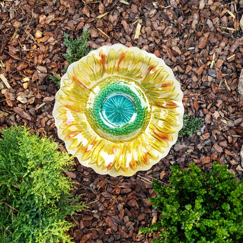 Vintage Green Bird Bath Feeder Stand 48" Metal Plant Tray