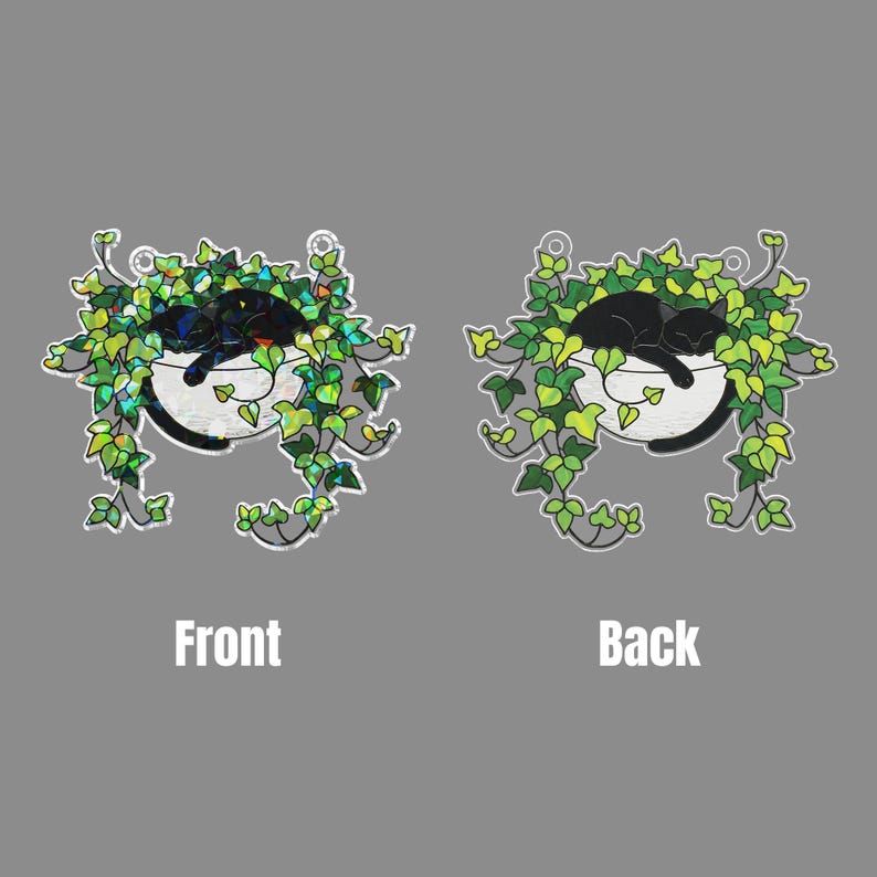 Holographic Black Cat Suncatcher Acrylic Window Plant Decor