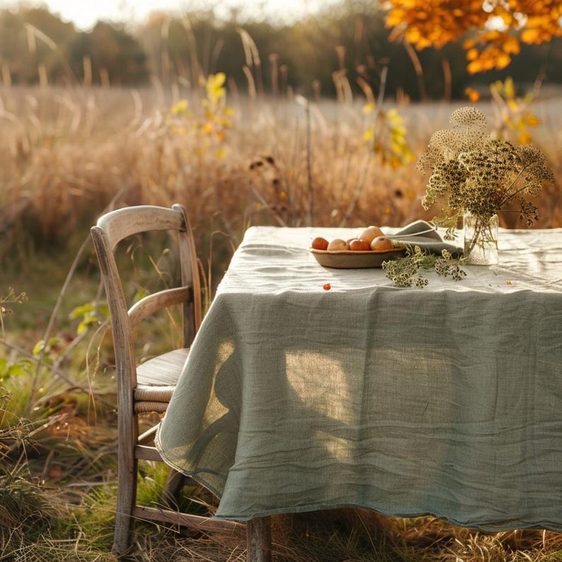 European Natural Linen Tablecloth, Stone Washed Table Cover, Custom Size Table Linen, Large Width, Extra Large, Farmhouse Rustic Style
