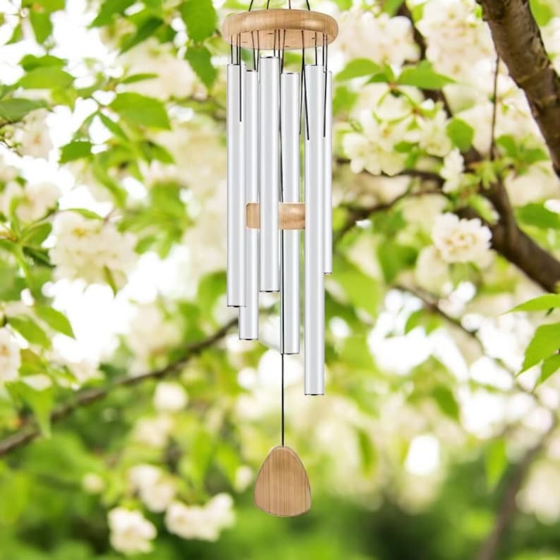 25" Metal Wind Chimes: Deep Tone Rustic Garden Decor, Sympathy Gift