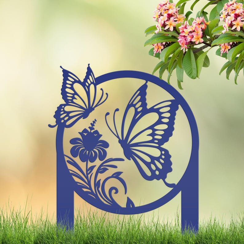 Butterfly Garden Stake Metal Yard Sign Outdoor Gift Decor