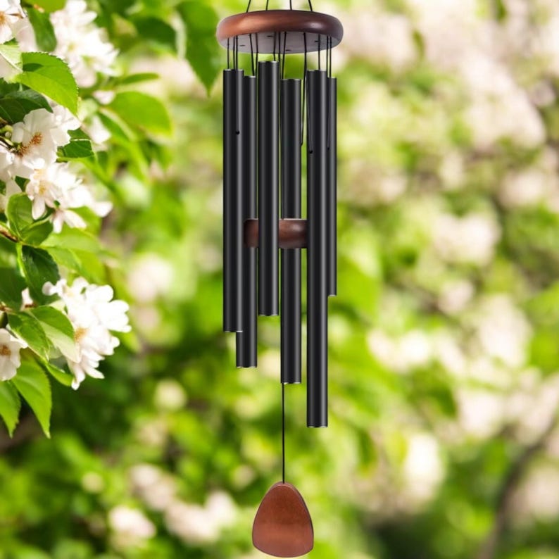 25" Metal Wind Chimes: Deep Tone Rustic Garden Decor, Sympathy Gift