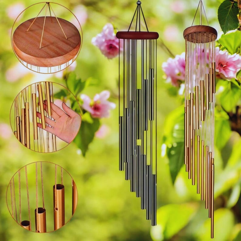 Aluminum Wind Chime 12-Tube Garden Bells Outdoor Memorial Decor