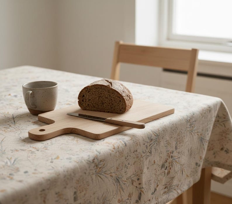 Botanical Bird Cotton Tablecloth Serene Dining Room Table Cover