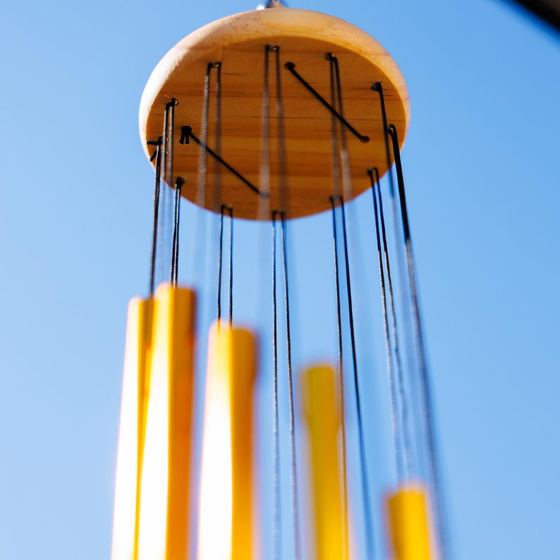 Golden Metal Wind Chime Long Deep Tone Outdoor Garden Bell Decor