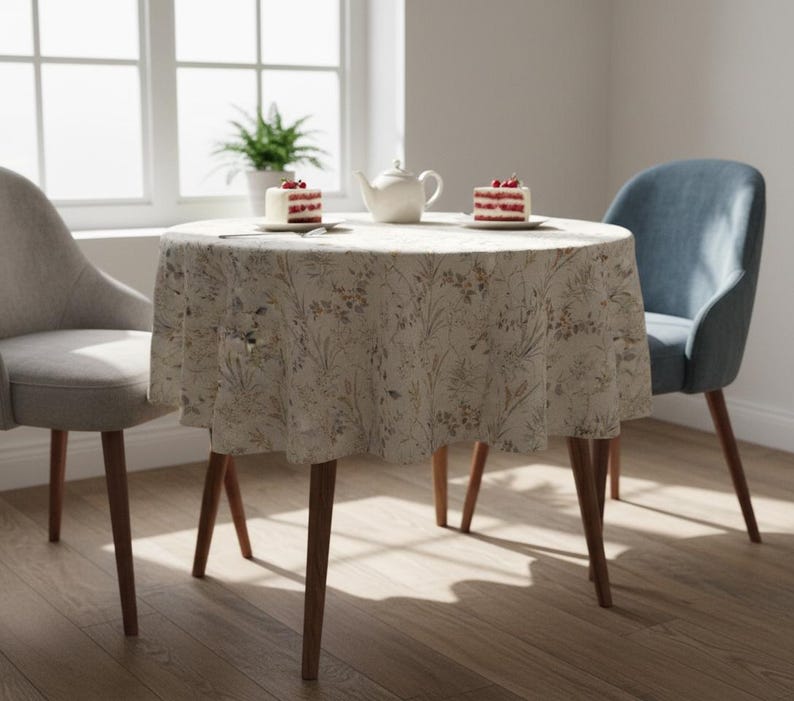 Botanical Bird Cotton Tablecloth Serene Dining Room Table Cover