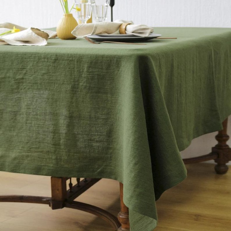 European Natural Linen Tablecloth, Stone Washed Table Cover, Custom Size Table Linen, Large Width, Extra Large, Farmhouse Rustic Style