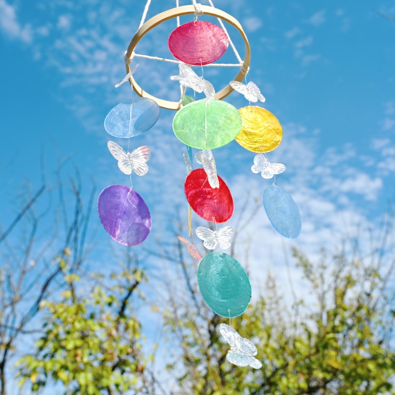Rainbow Shell Wind Chime Sea Glass Outdoor Garden Patio Decoration
