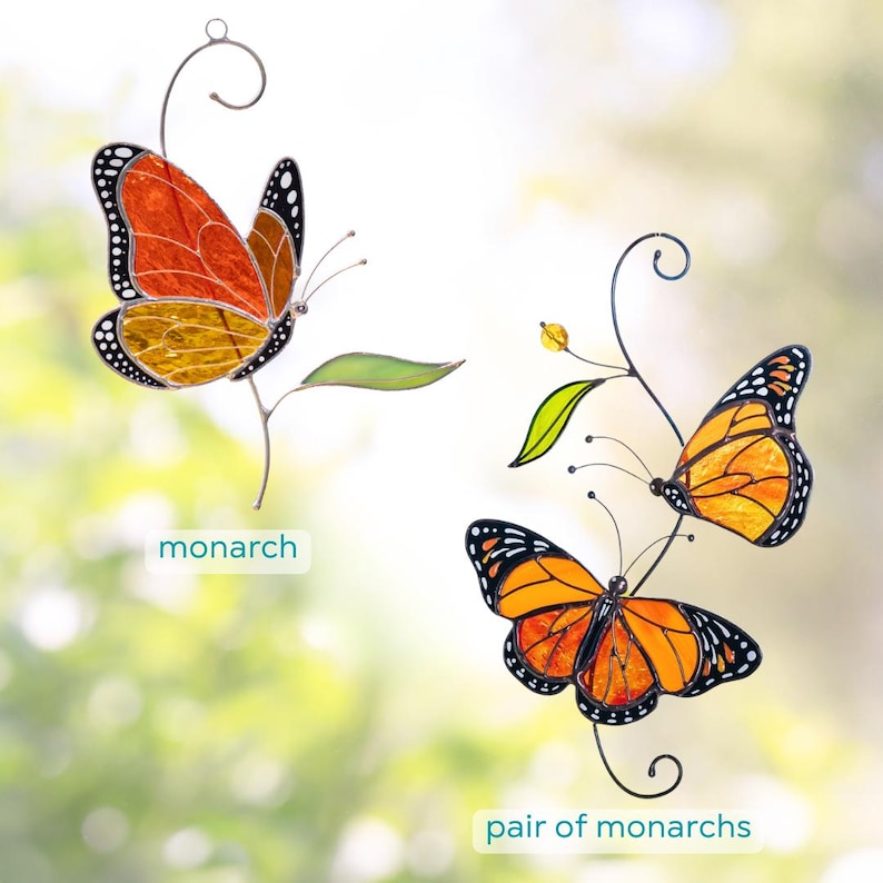 Butterfly Stained Glass Suncatcher Monarch Window Hanging Decoration