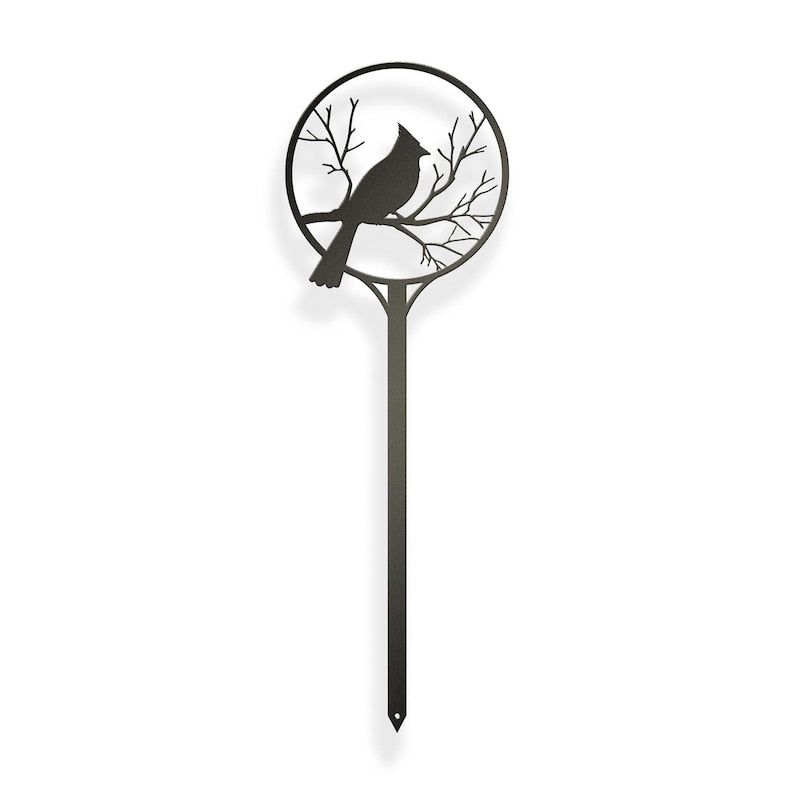 Cardinal Metal Garden Stake Bird Yard Art Outdoor Decor