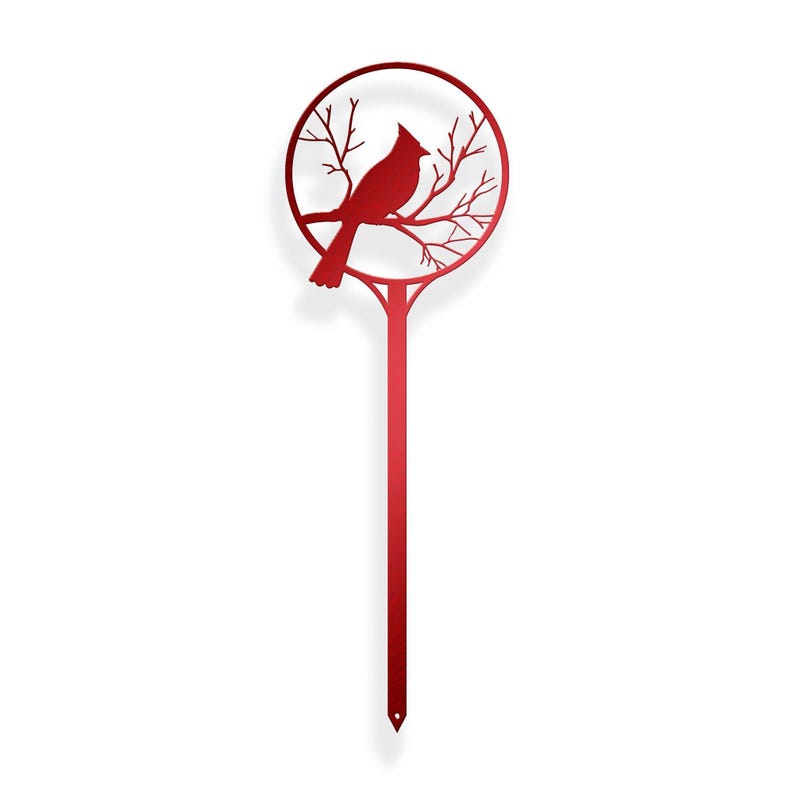 Cardinal Metal Garden Stake Bird Yard Art Outdoor Decor