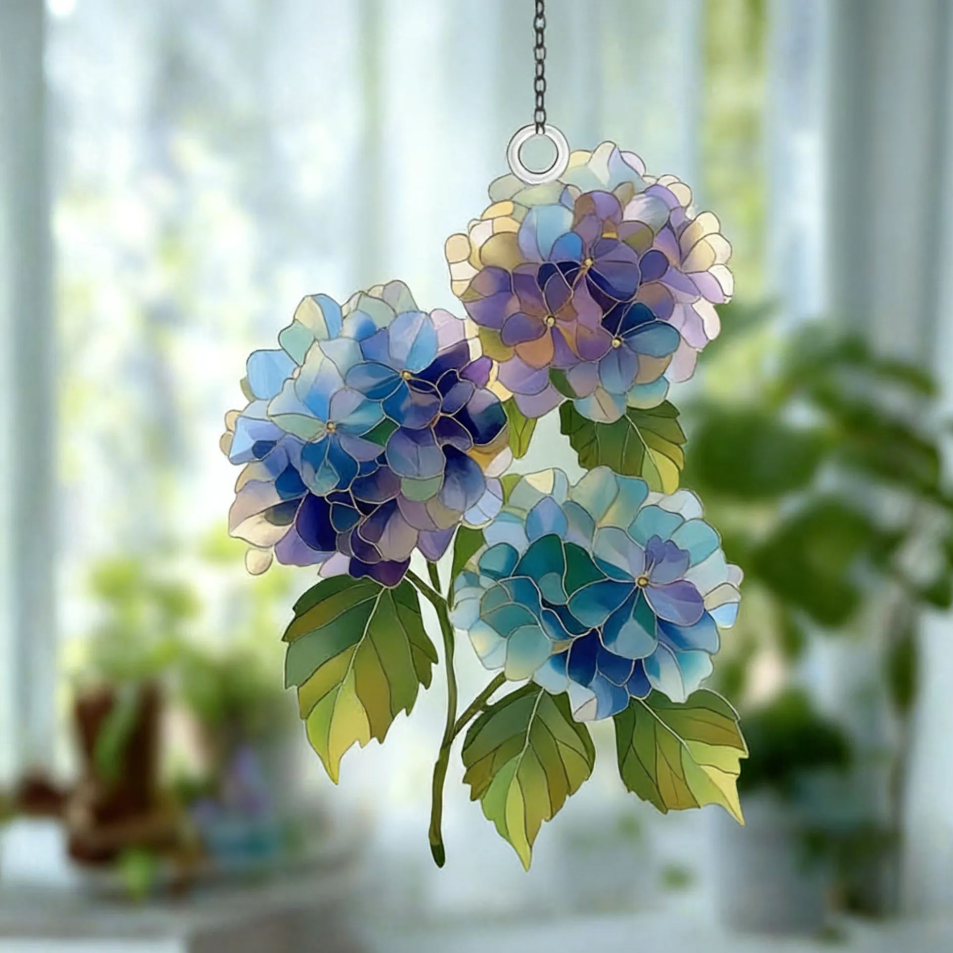 Hydrangea Bouquet Acrylic Suncatcher Kitchen Window Hanging Decor
