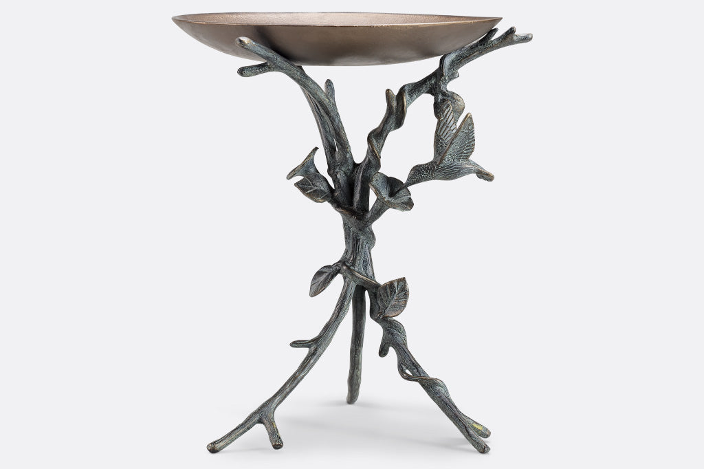 Tabletop Hummingbird and Flowers Bird Bath Feeder