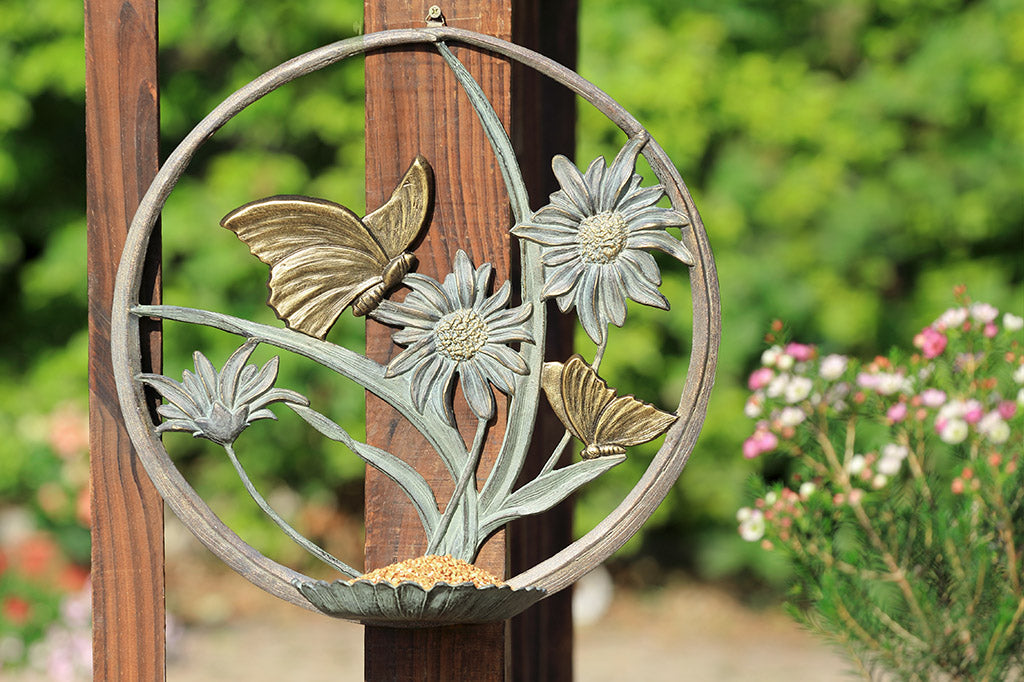 Butterflies and Daisies Wall Bird Bath Feeder Decoration