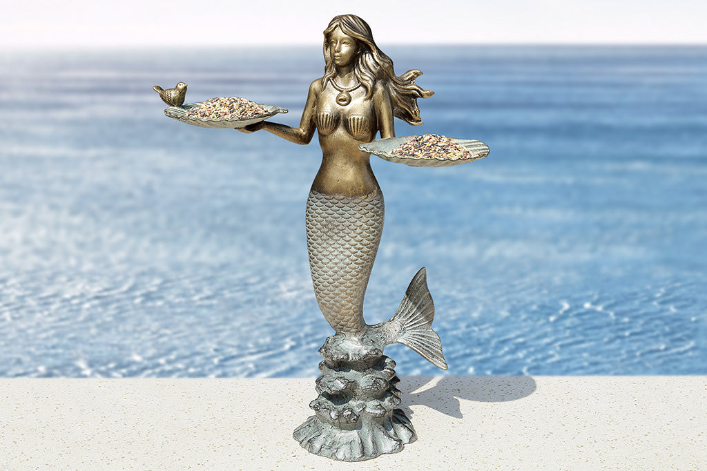 Sirena Mermaid Bird Bath Feeder Outdoor Garden Décor