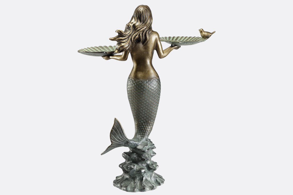 Sirena Mermaid Bird Bath Feeder Outdoor Garden Décor