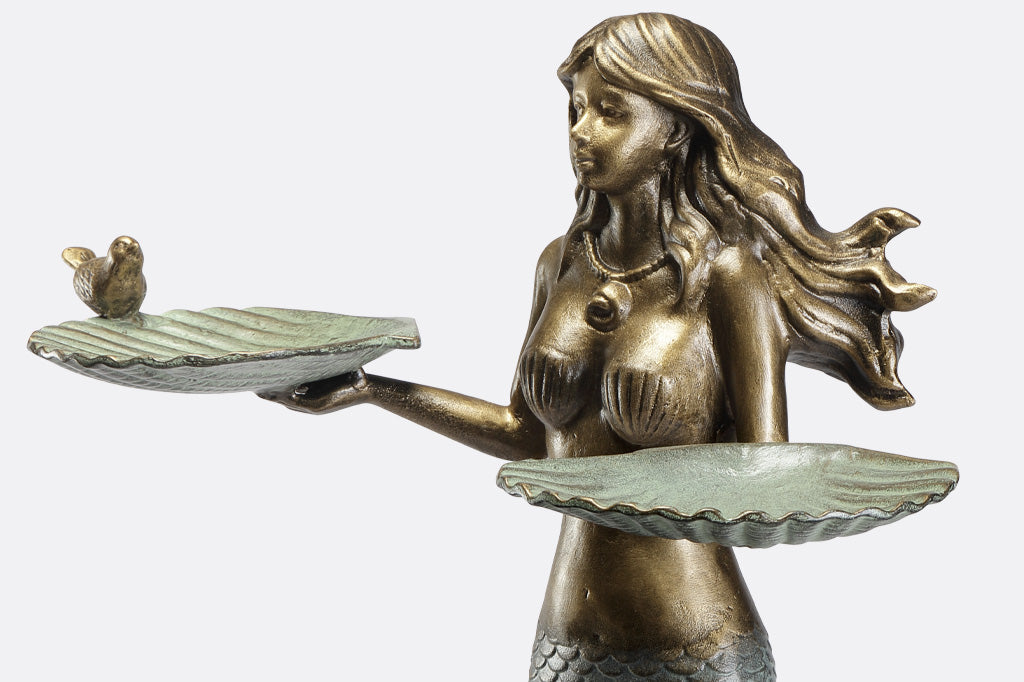 Sirena Mermaid Bird Bath Feeder Outdoor Garden Décor