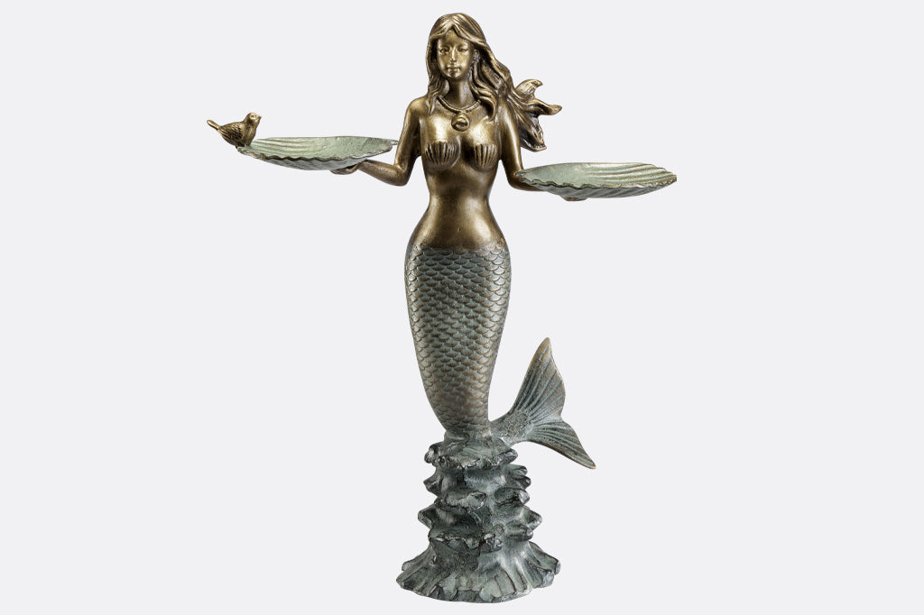 Sirena Mermaid Bird Bath Feeder Outdoor Garden Décor