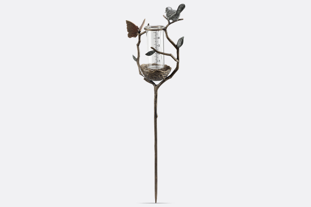 Bird and Butterfly Rain Gauge Outdoor Garden Decor