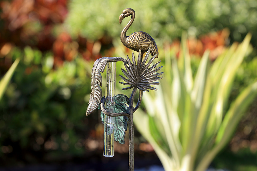 Tropical Flamingo Rain Gauge Outdoor Garden Decoration