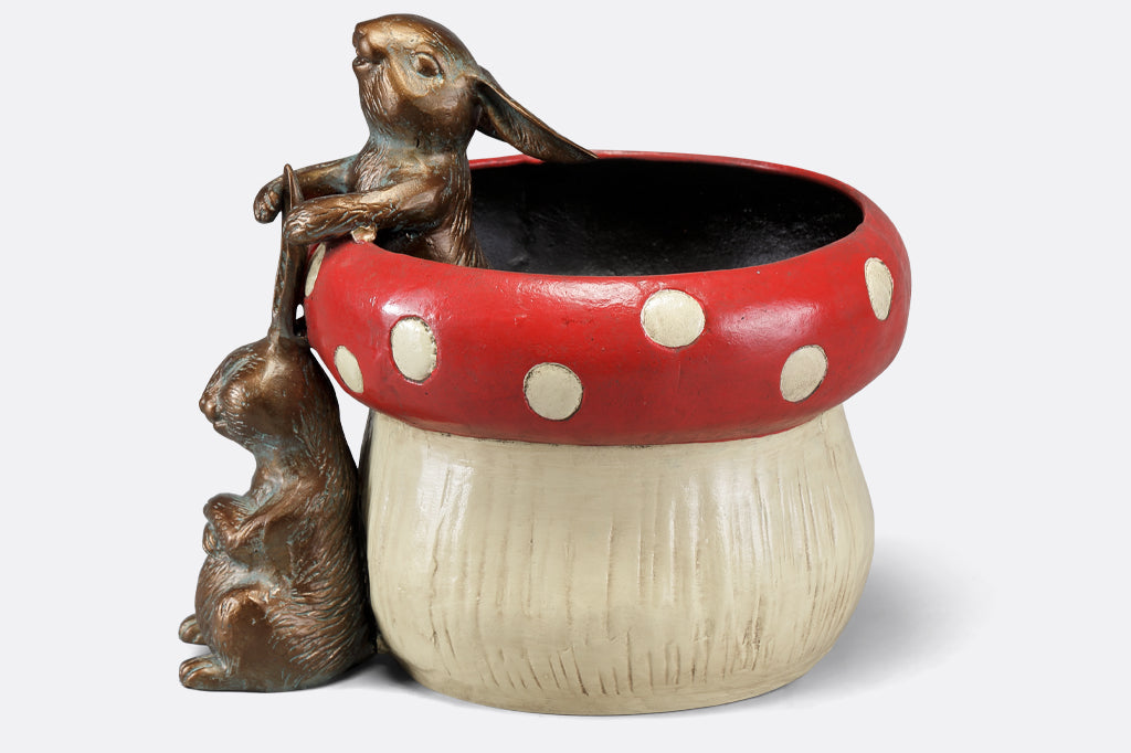 Bunny Hijinks Planter Decorative Plant Pot Home Garden Accent