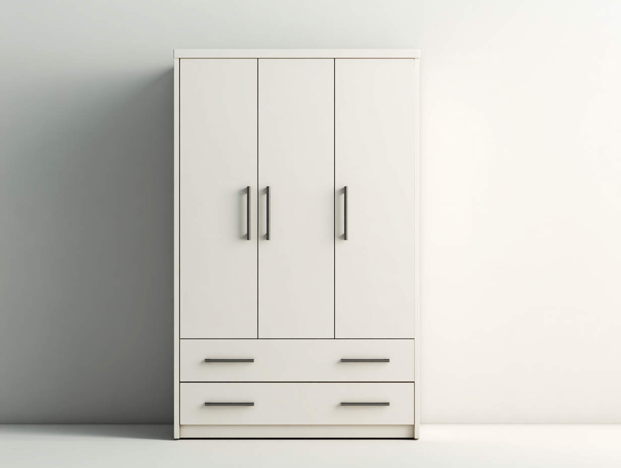 Armadio a 3 ante con 2 cassetti 120x55x190 cm - bianco - stile moderno per camera da letto-Airyovae