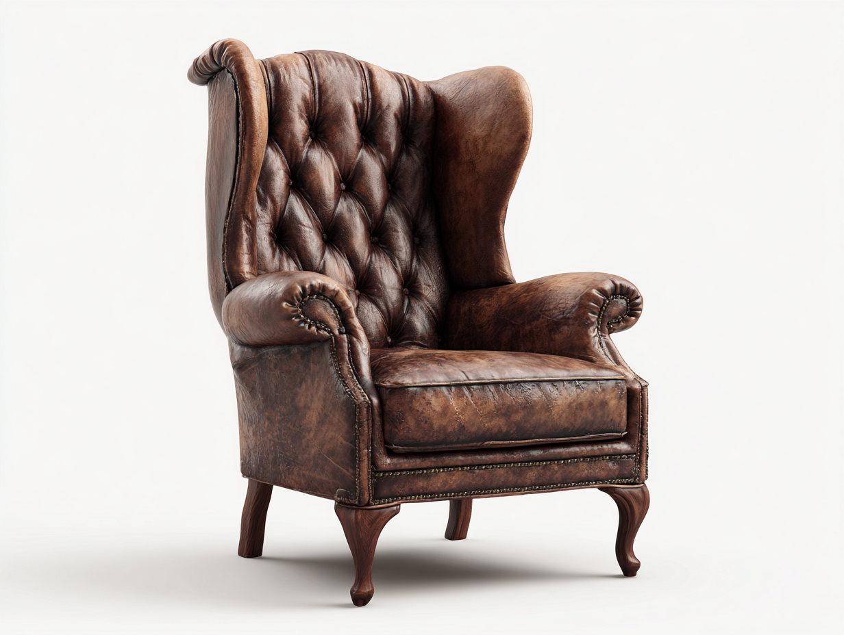 Poltrona in pelle imbottita 80x88x102 cm - marrone scuro - stile classico per soggiorno-Airyovae
