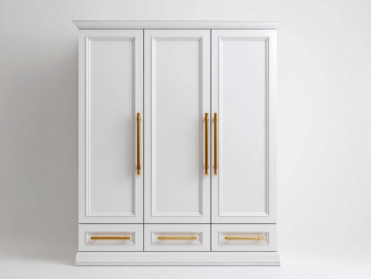 Armadio a 3 ante 150x60x200 cm - bianco - stile classico per camera da letto-Airyovae