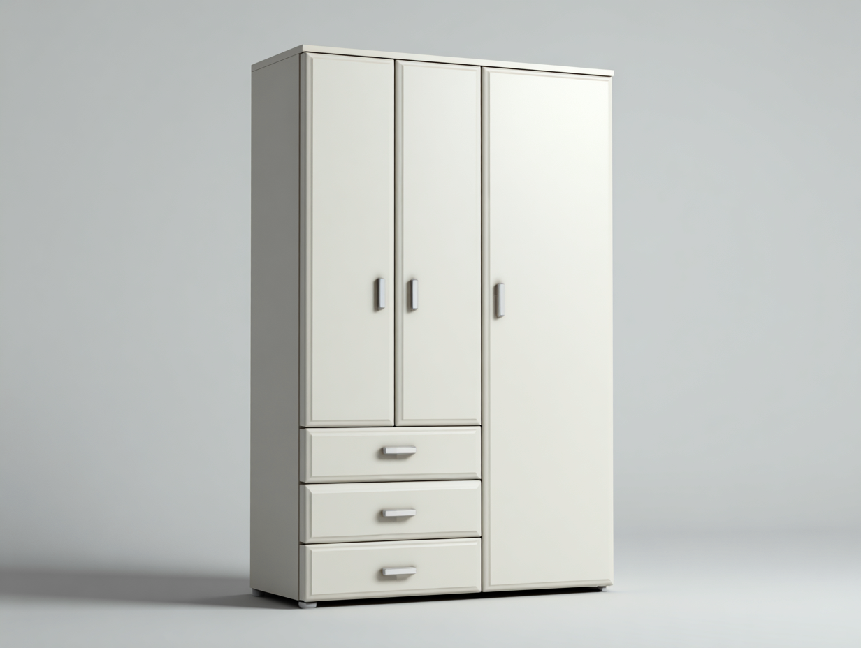 Armadio a 3 ante con cassetti 120x55x200 cm - Bianco - stile moderno per camera da letto-Airyovae