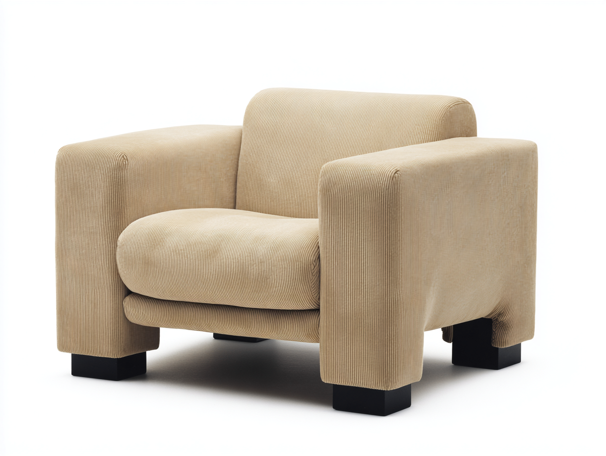 Poltrona in tessuto imbottita 85x80x75 cm - beige - stile moderno per soggiorno-Airyovae