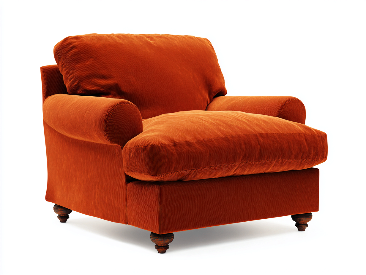 Poltrona in tessuto imbottita 90x85x90 cm - arancione - design confortevole per soggiorno-Airyovae