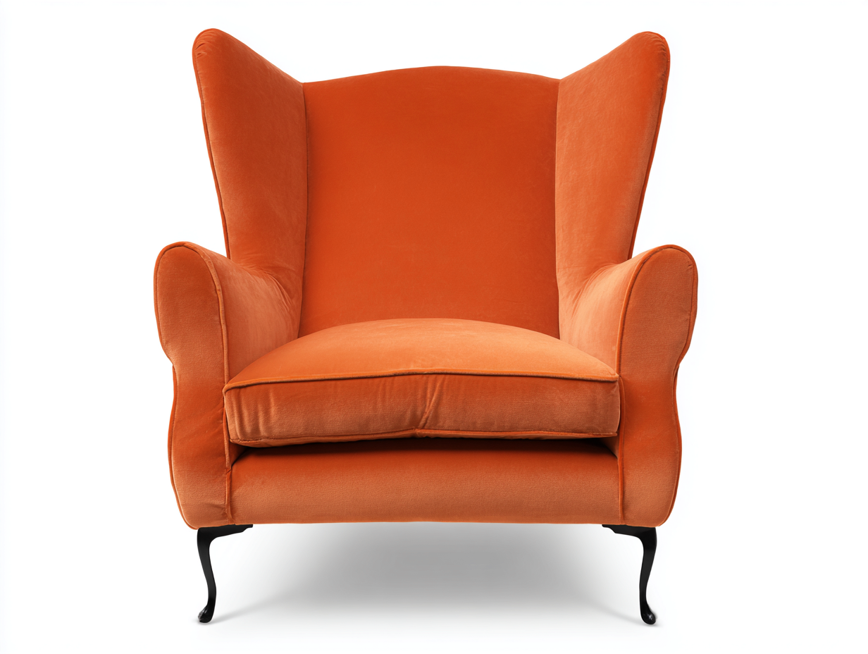 Poltrona in tessuto imbottita 72x78x92 cm - arancione - stile classico per soggiorno-Airyovae