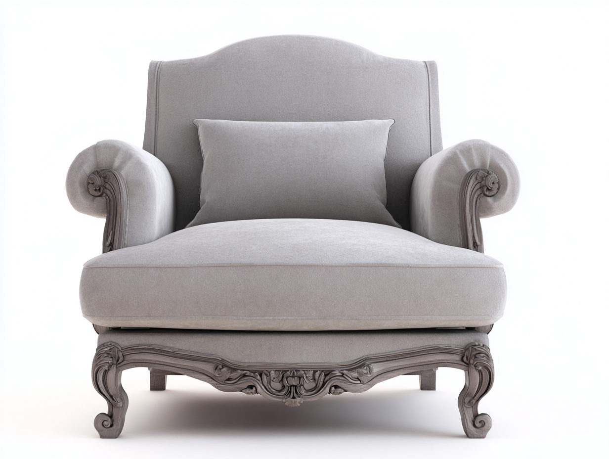 Poltrona in tessuto imbottita 90x85x95 cm - grigio chiaro - stile classico per soggiorno-Airyovae