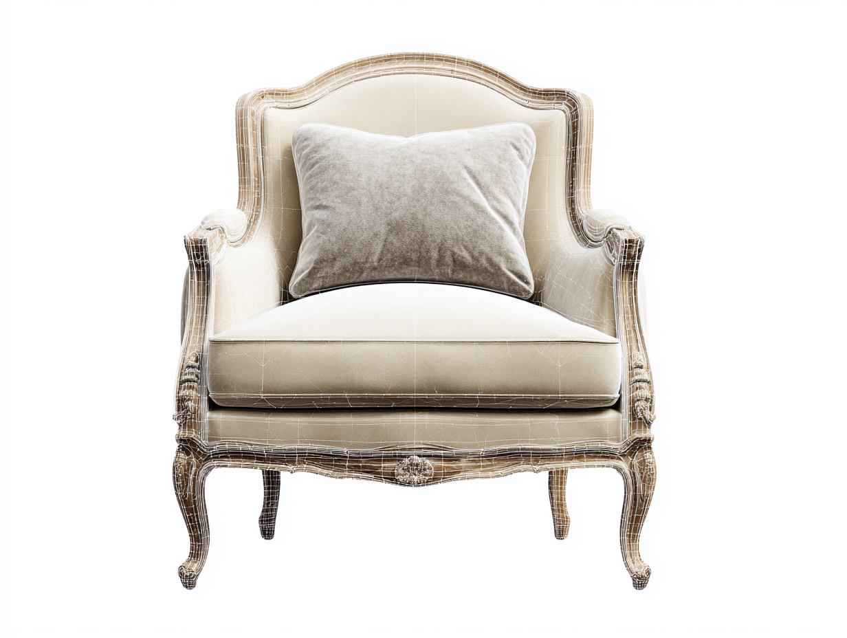 French vintage armchair upholstered 88x84x94 cm - cream - classic lounge seating