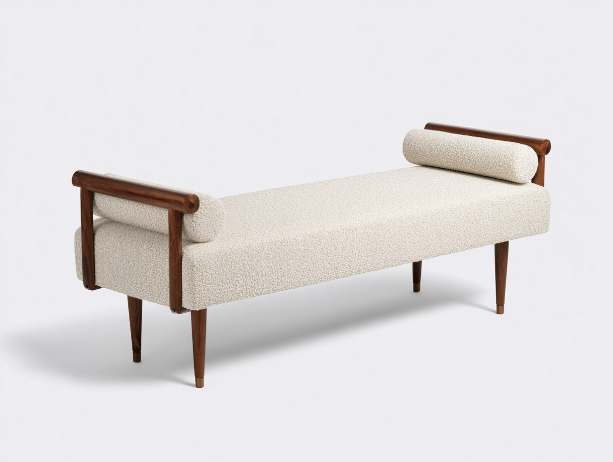 Bench Daybed upholstered bench 180x55x60 cm - beige - modern indoor daybed