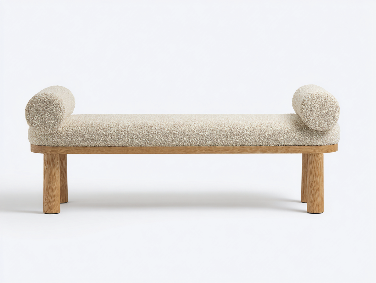 Bench Daybed upholstered bench 160x45x55 cm - beige - modern indoor seating