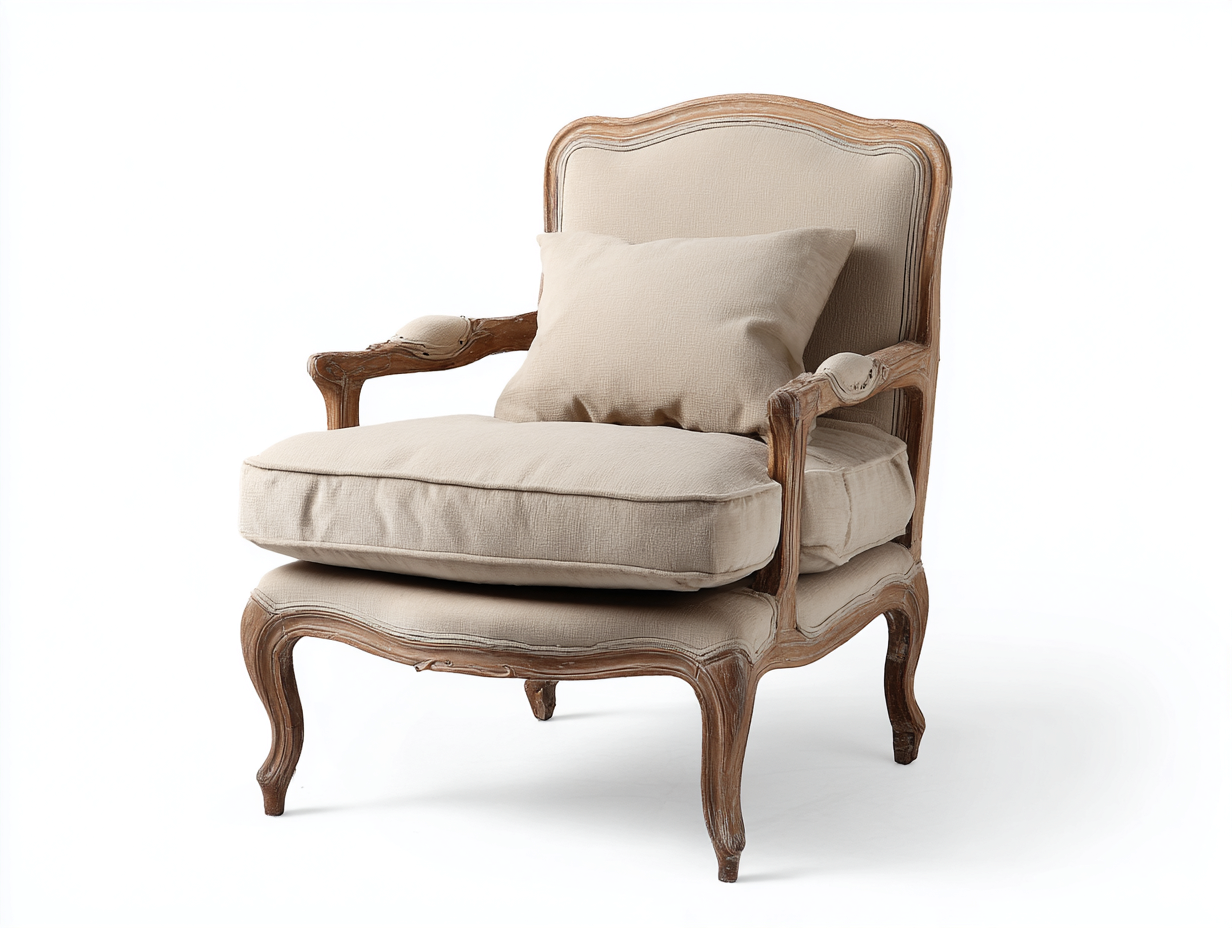 French style armchair upholstered 88x84x92 cm - beige - elegant indoor seating